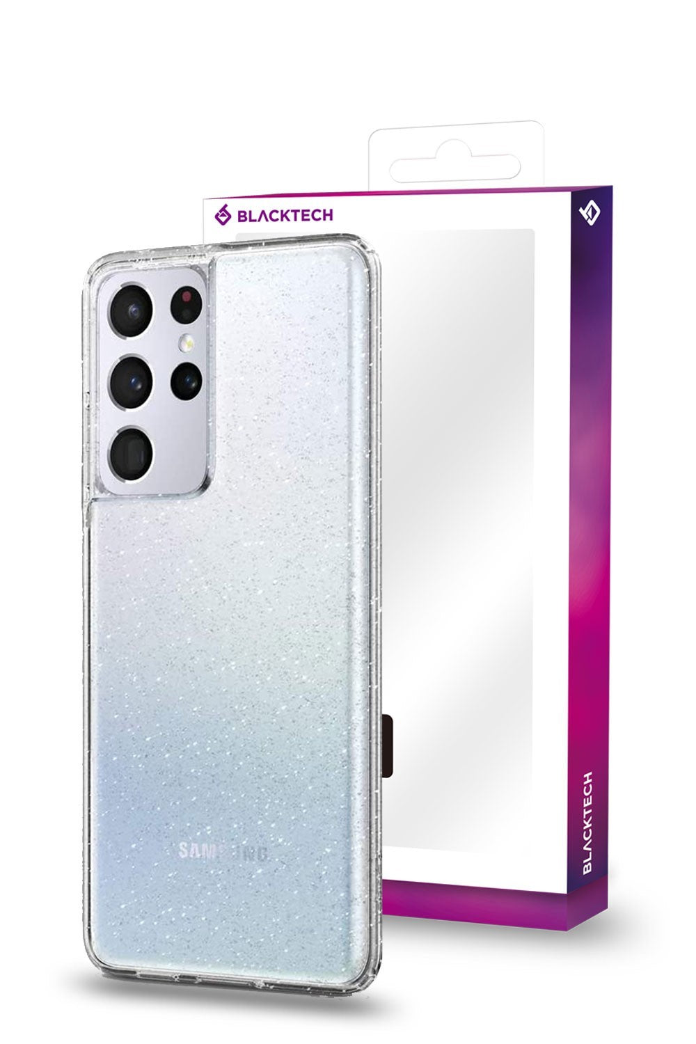 Blacktech Samsung Galaxy S22 Plus Stay Glitter Thick Rugged Clear Protective Case